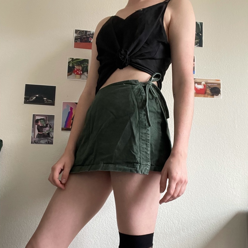 Authentic 90s Grunge Green Skort / Skirt